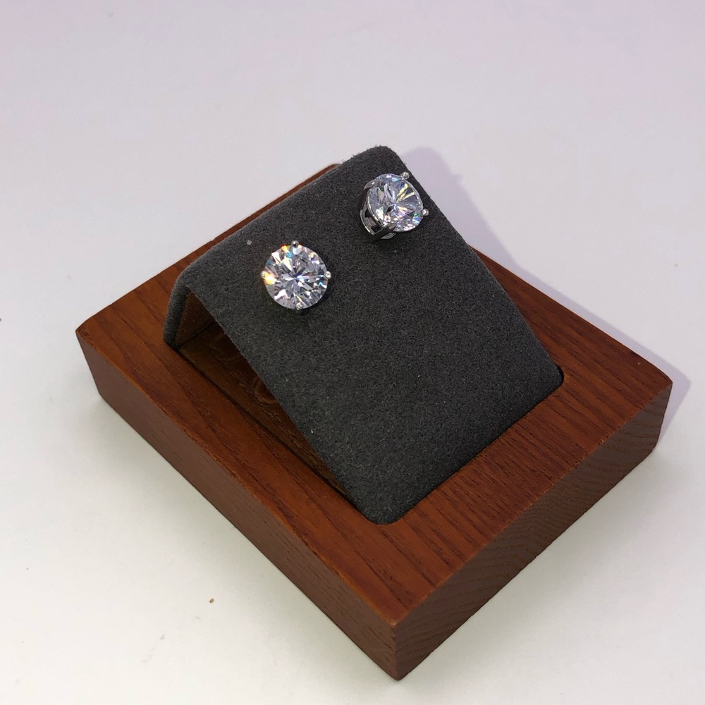 14k 2ct Round Solitaire Earrings - Picture 6 of 11